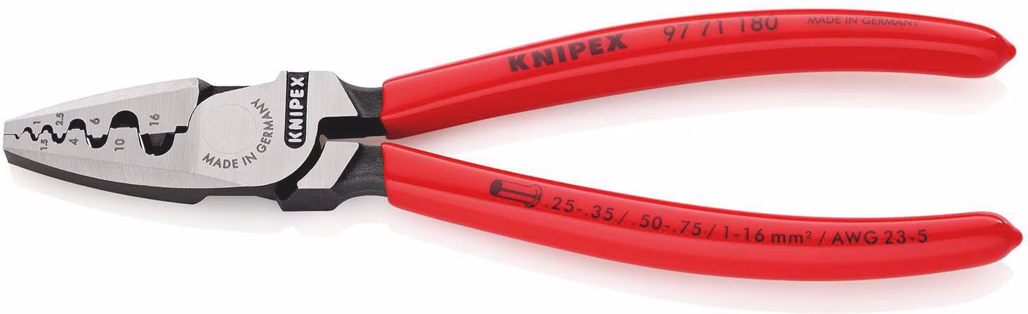 Aderendhülsenzange L.180mm 0,25-16,0 (AWG 23-5) mm² pol.Ku.-Überzug