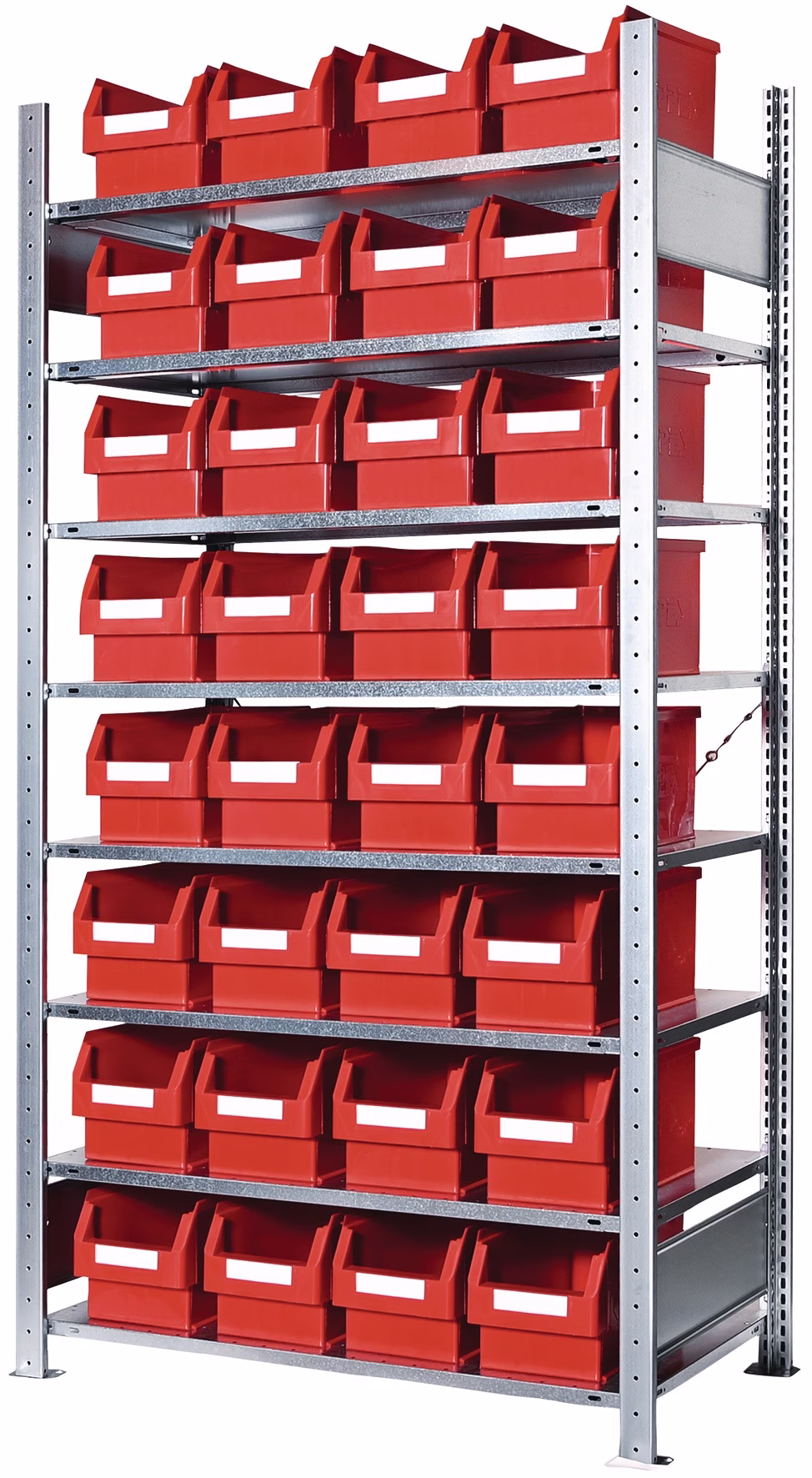 Steckregal H2000xB1000xT400mm Grundregal 8 Stahl-Bd.32xGr.3 rot