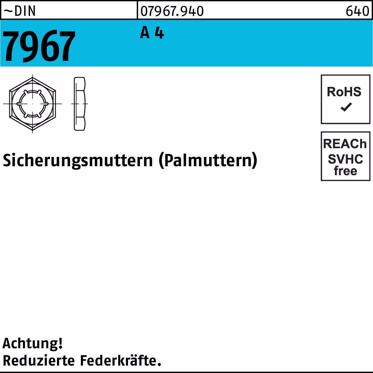 Sicherungsmutter DIN 7967 M20 A 4 50 Stück