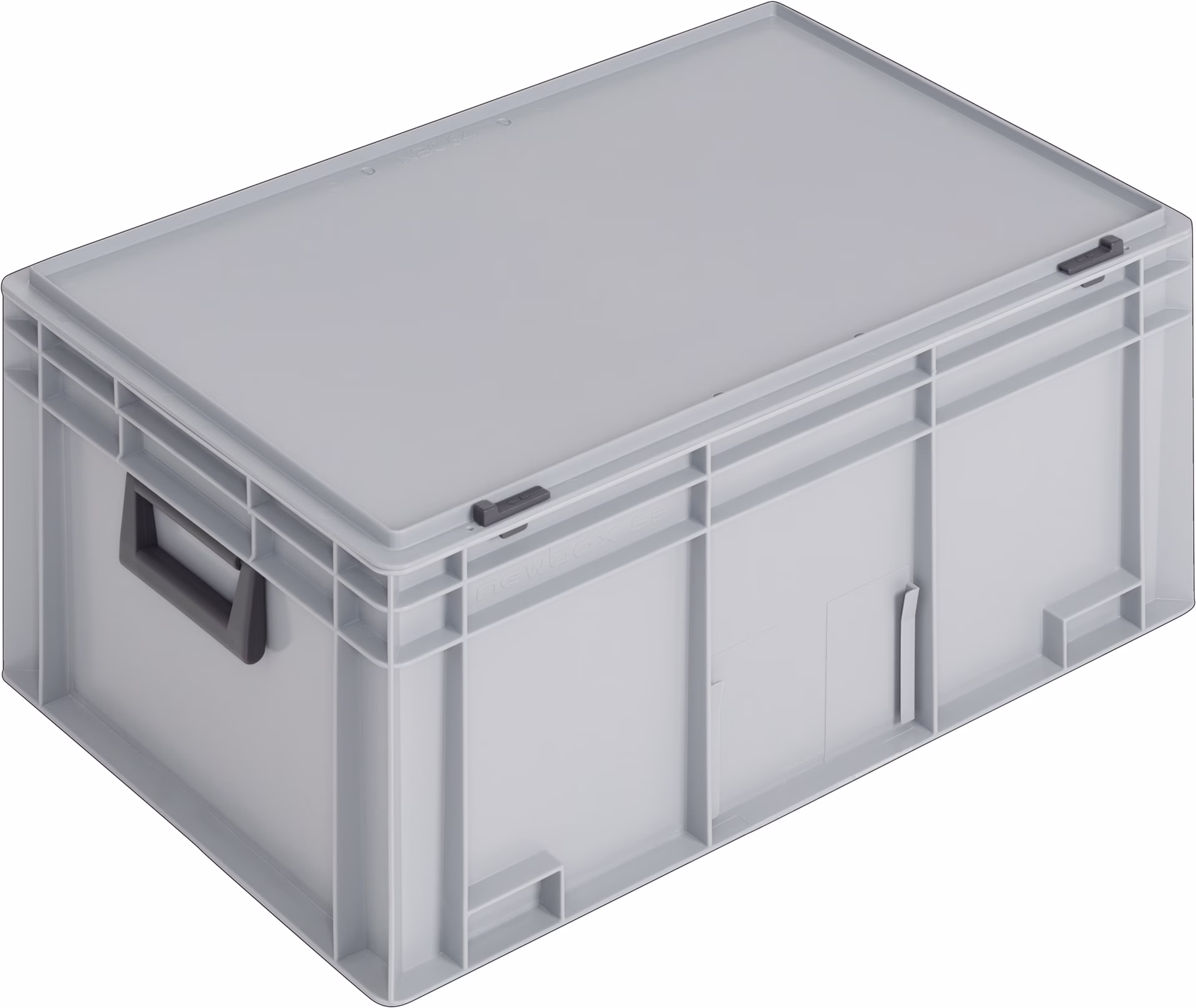 Ku.-Koffer L600xB400xH293mm PP 2 Griffe Schiebeverschluss grau 55l