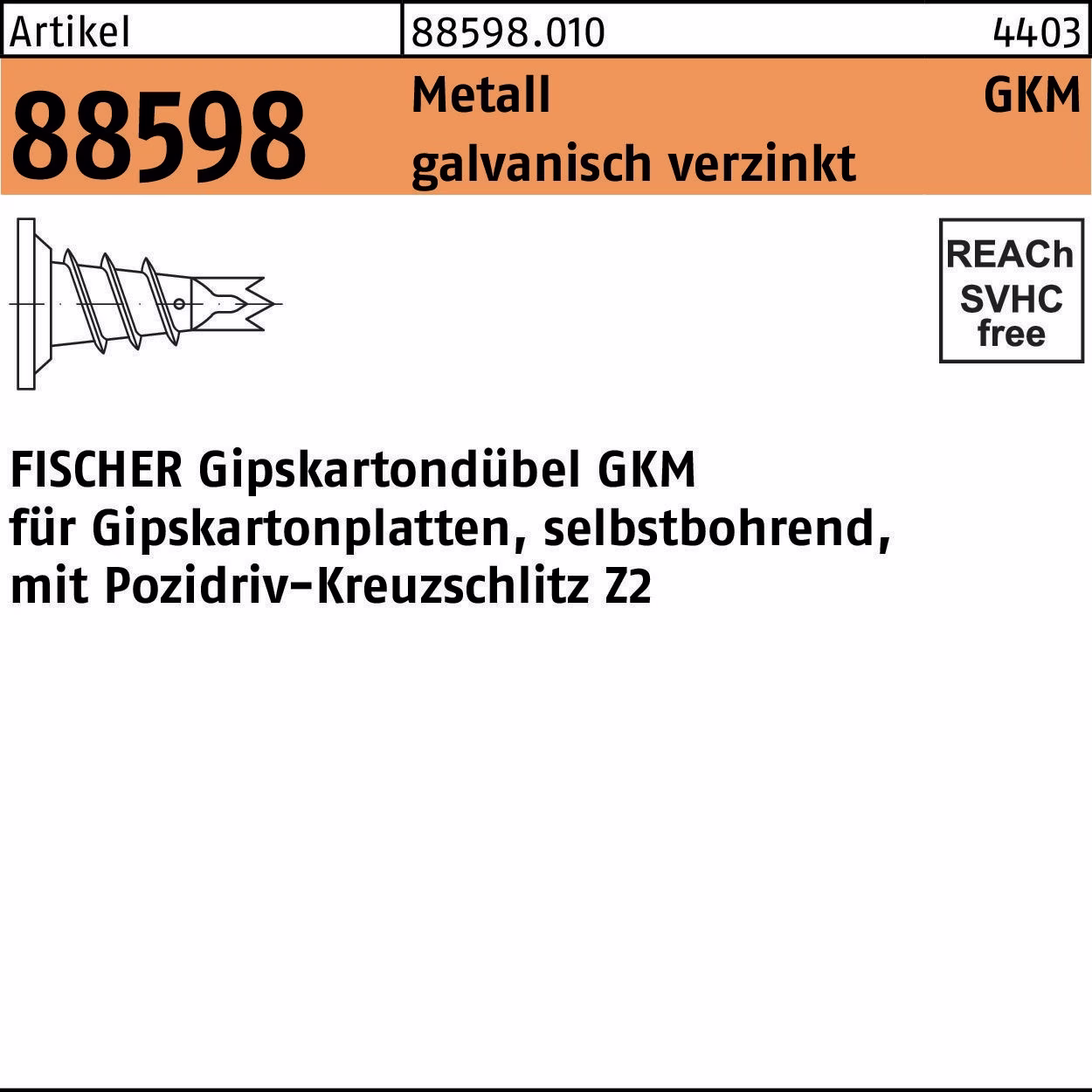 Gipskartondübel R 88598 100
