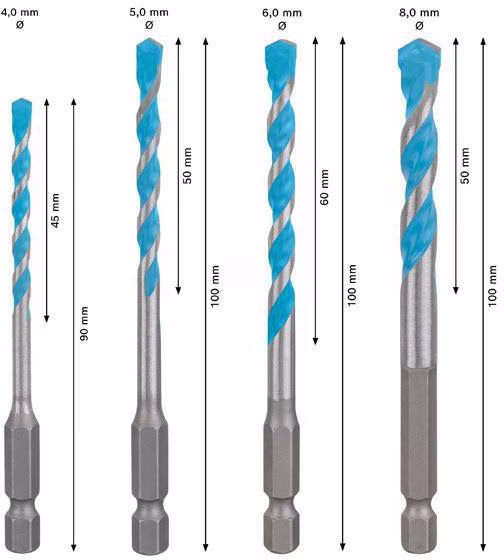 Bohrer-Set EXPERT HEX-9 Multi Construction Arbeits-L.45/50/60/50mm 4-tlg.