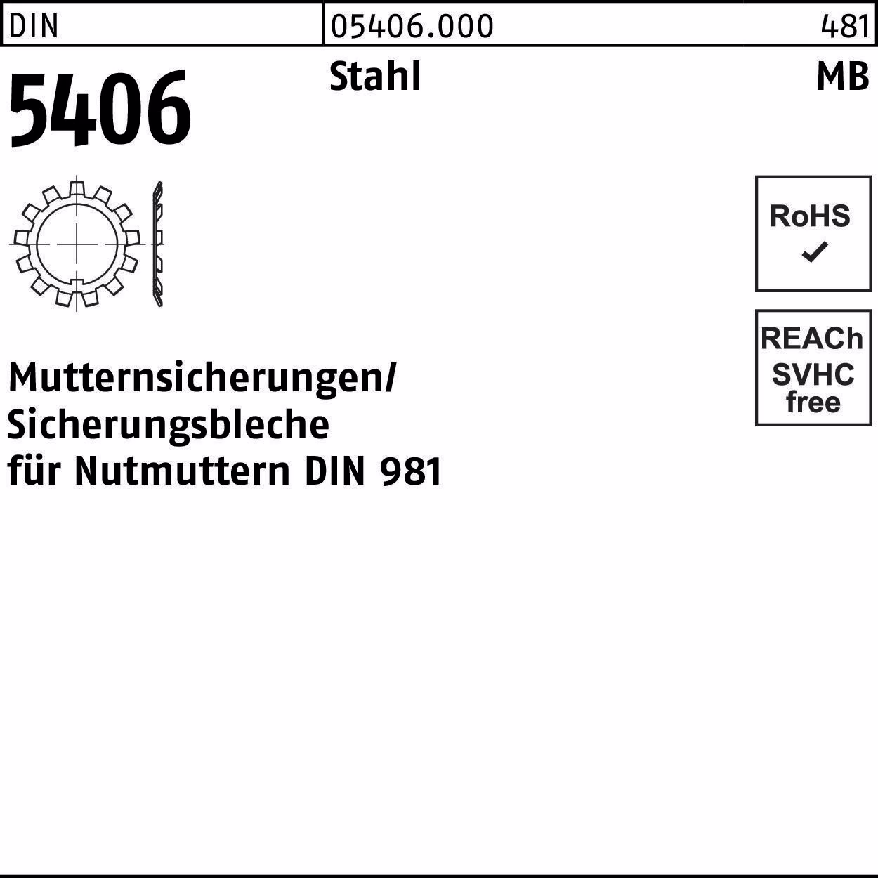 Sicherungsblech DIN 5406 MB Stahl f.DIN 981