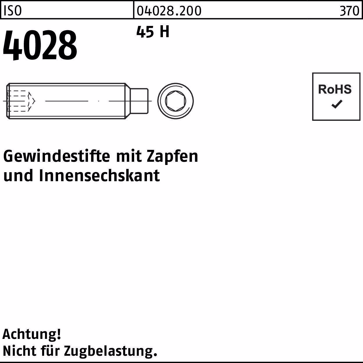 Gewindestift ISO 4028 Zapfen/Innen-6kt