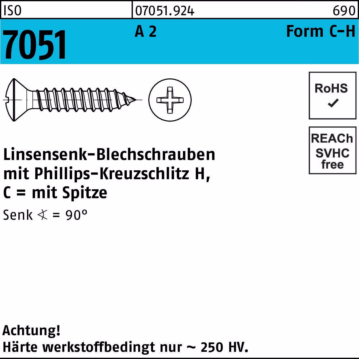 Blechschraube ISO 7051 LISEKO Spitze/PH