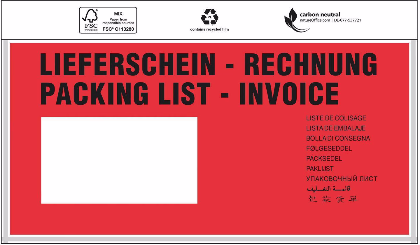Dokumententaschen Premium Maße 240x110mm DIN-lang m.Druck Liefersch./Rechg.