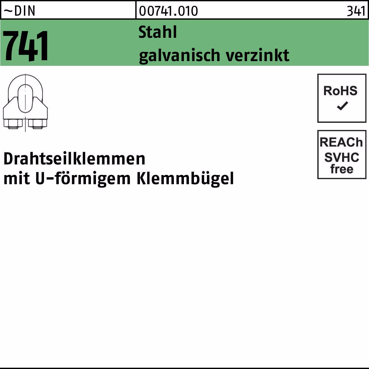 Drahtseilklemme DIN 741 U-förmig MM/M