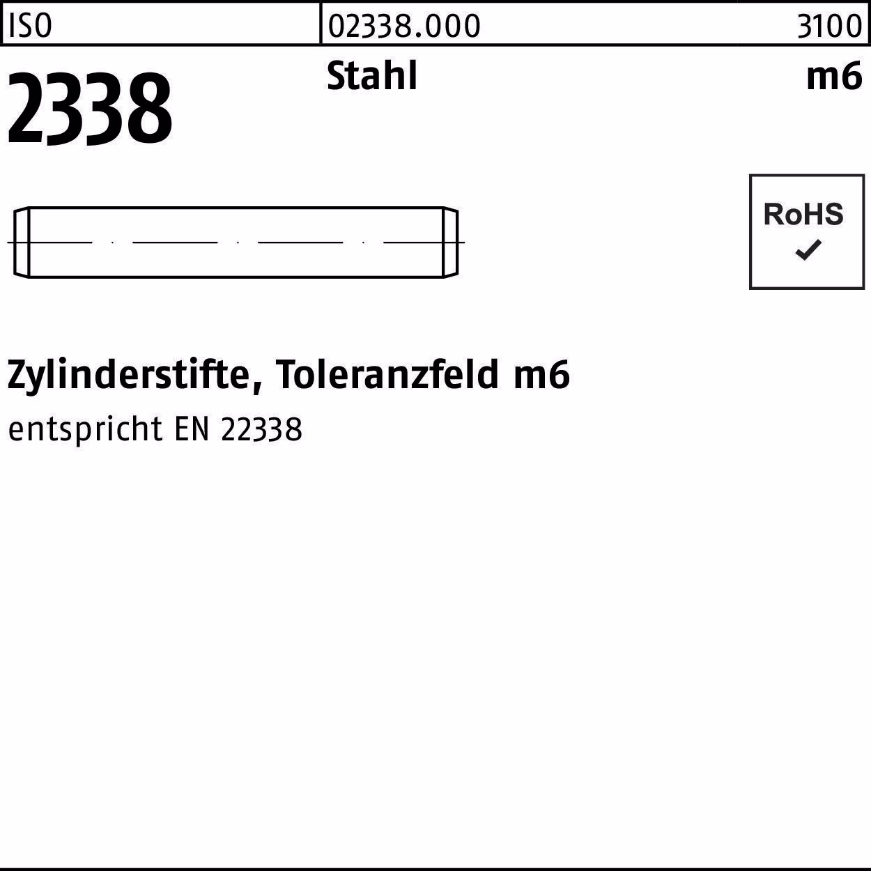 Zylinderstift ISO 2338 Stahl