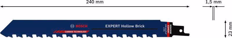 Säbelsägeblatt Expert Hollow Brick L.240mm B.23mm TPI 2 12,7mm 3 St./Karte
