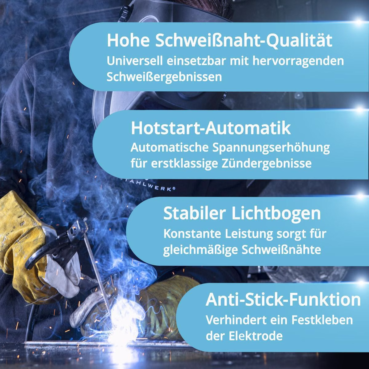 Elektrodenschweißgerät ARC 200 Puls Pro m.Zub.10-200 A
