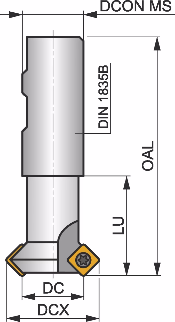 Fasenfräser ISO 10N1R027B16-SSD09-A D.16mm Rechtslauf Schneid-D.22mm