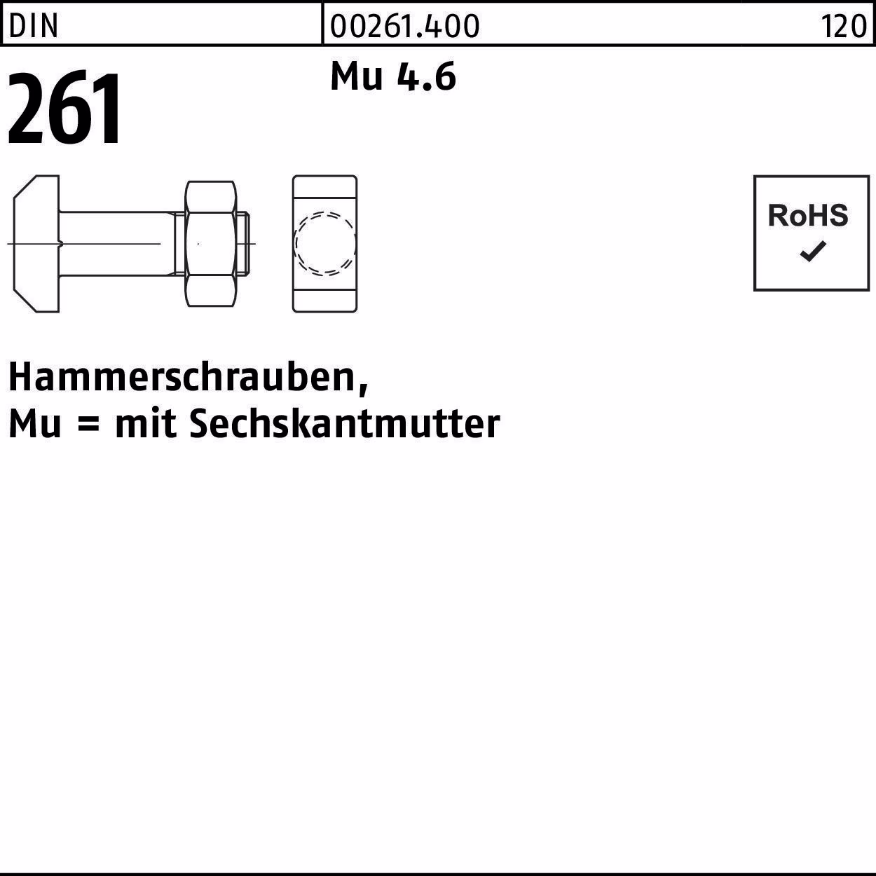 Hammerschraube DIN 261 Mu 4.6