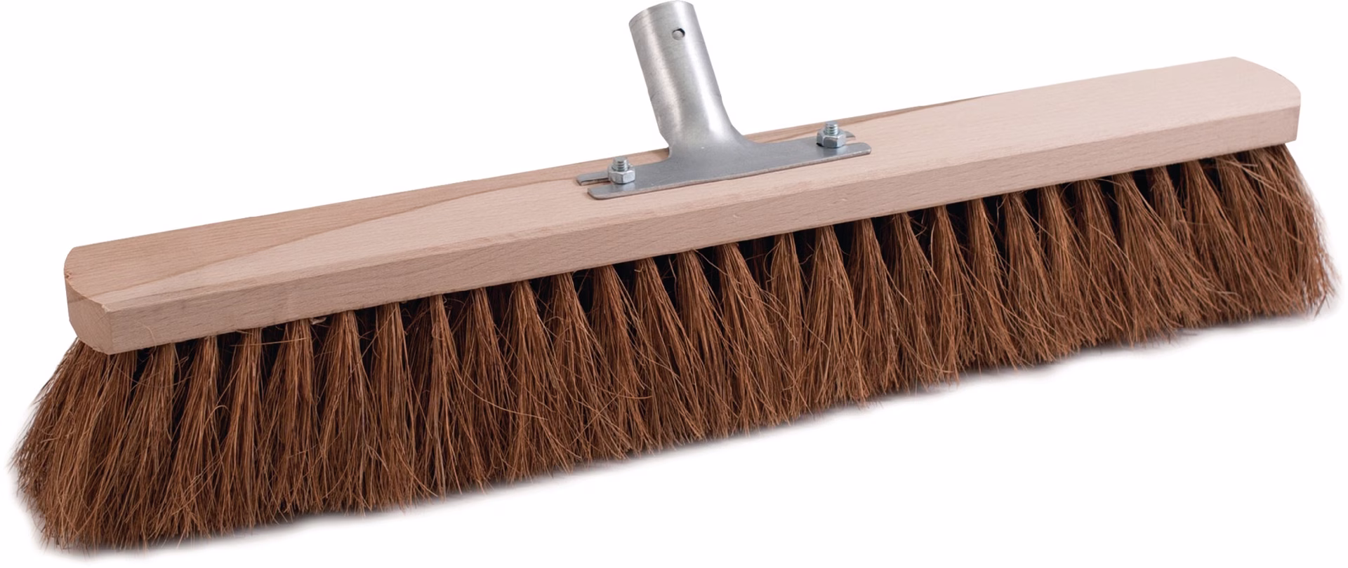 Besen Kokos m.Metallstielhalter Flachholz
