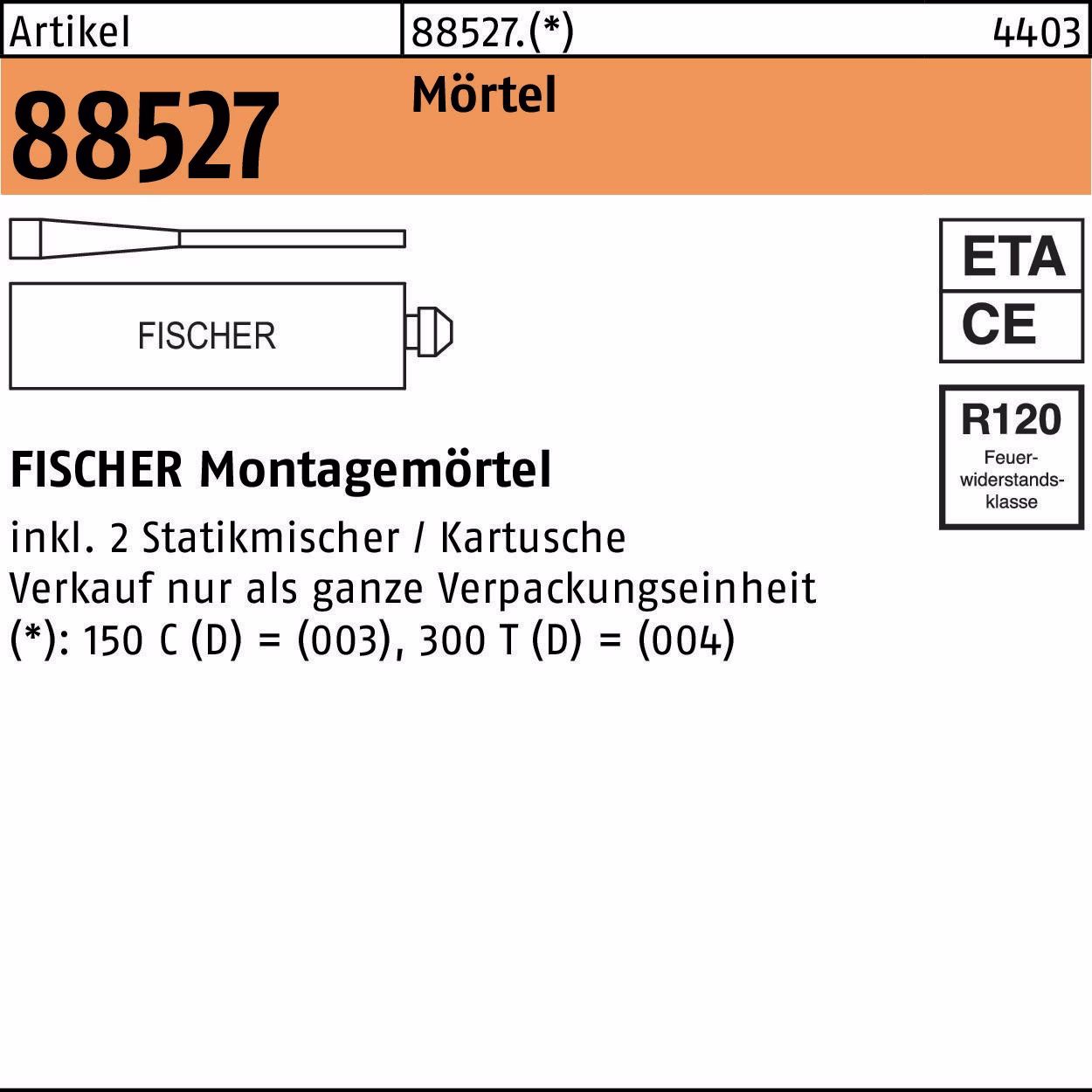 Montagemörtel R 88527 150 C(D) 10 Stück