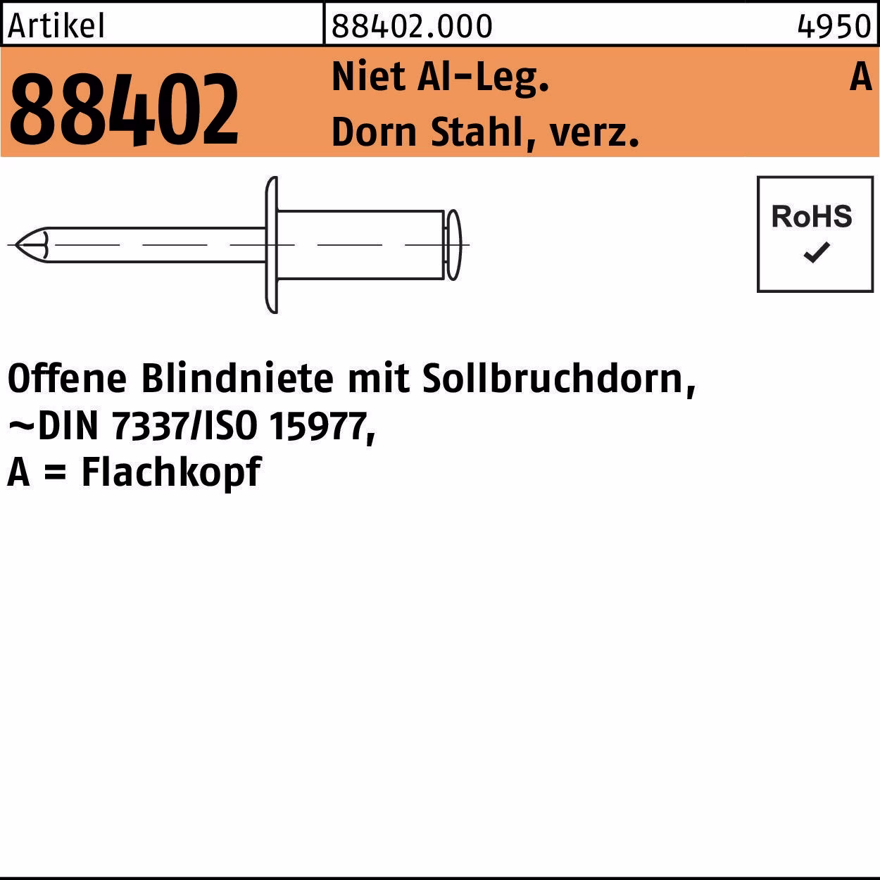 Blindniete R 88402 FLAKO Niet Aluminium/Dorn Stahl verz.