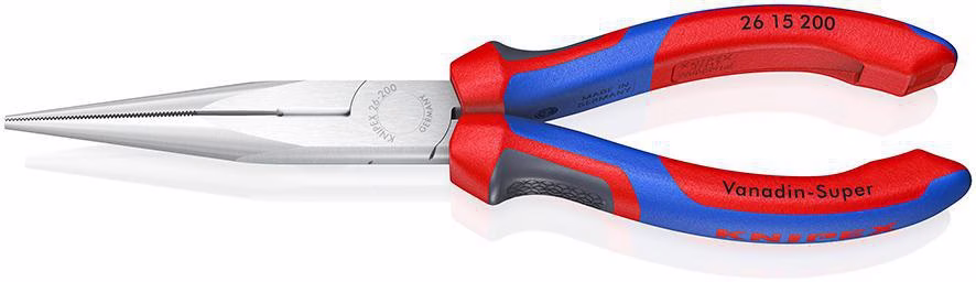 Flachrundzange L.200mm verchr.ger.Comfort-Griff