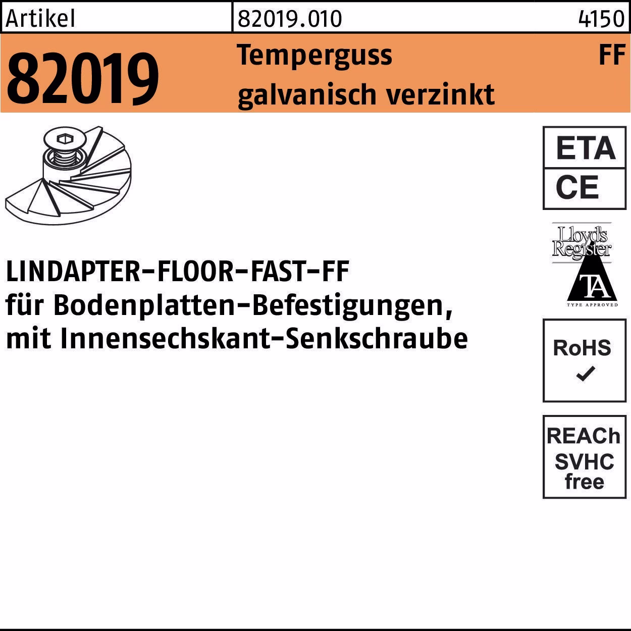 Klemme R 82019 GTW 40 FAST Temperguss galvanisch verzinkt 1 Stück LINDAPTER