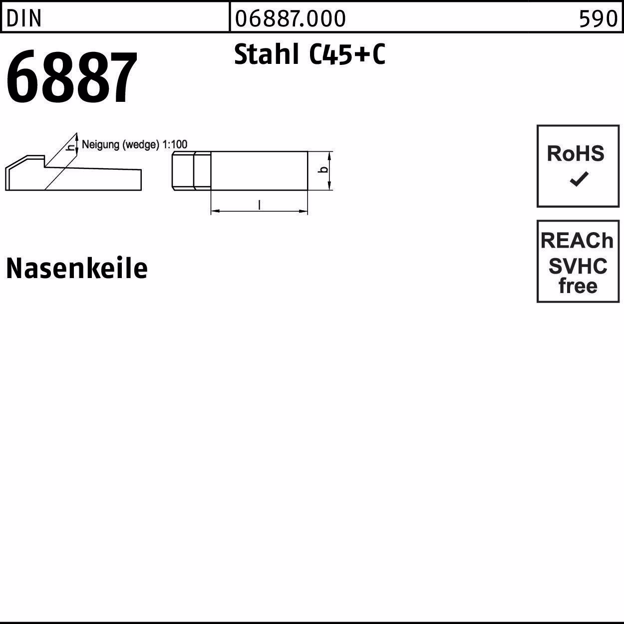 Nasenkeil DIN 6887 Stahl C45+C