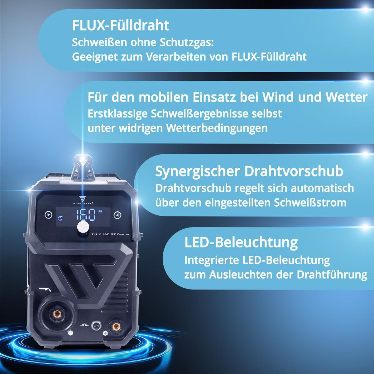 Fülldrahtschweißgerät FLUX 160 ST Digital m.Zub.20-160 A gasg