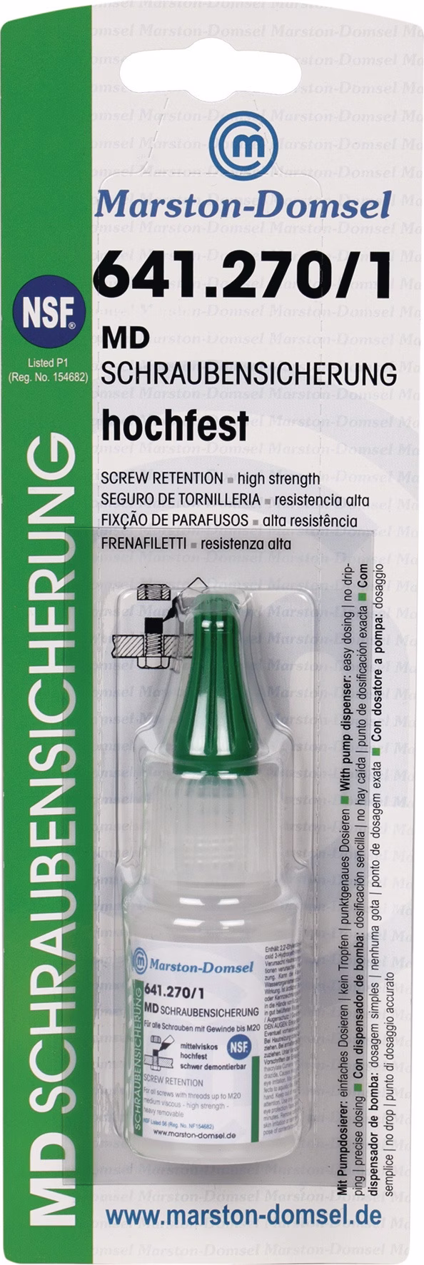 Schraubensicherung 641.270/1 20g hf.mv.grün NSF S6 Flasche