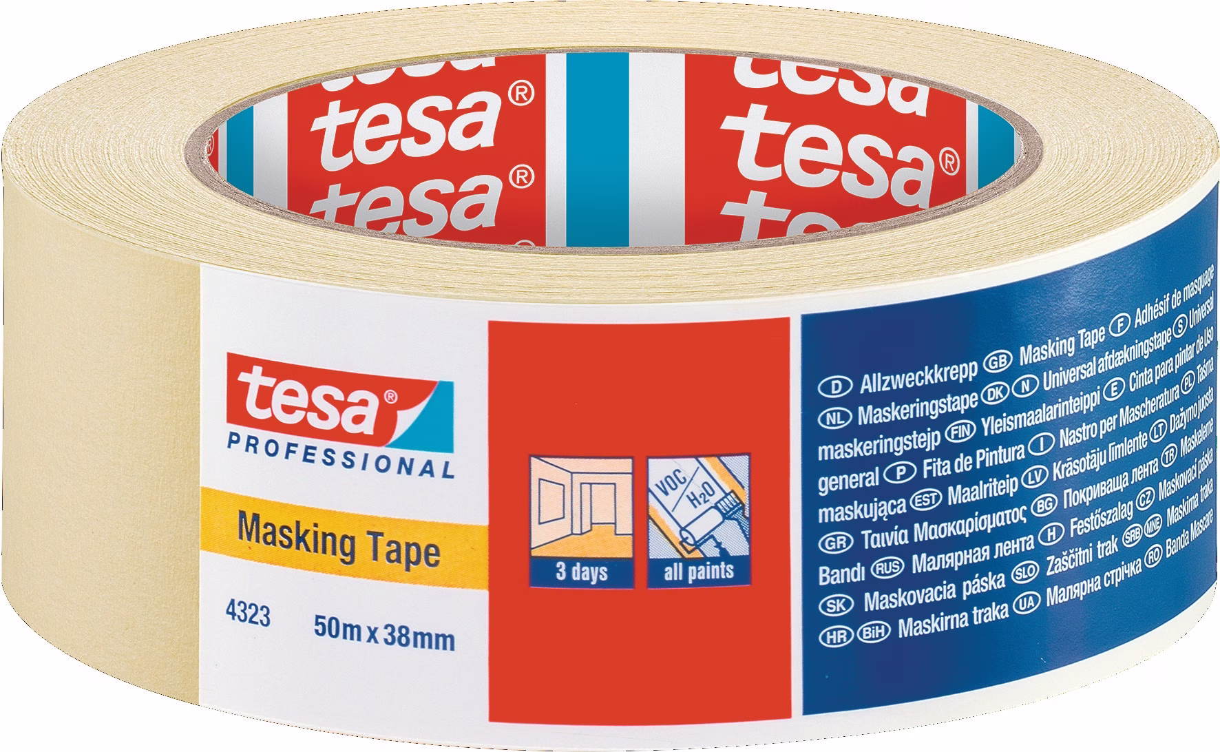 Kreppband 4323 leicht gekreppt hellbeige L.50m Rl