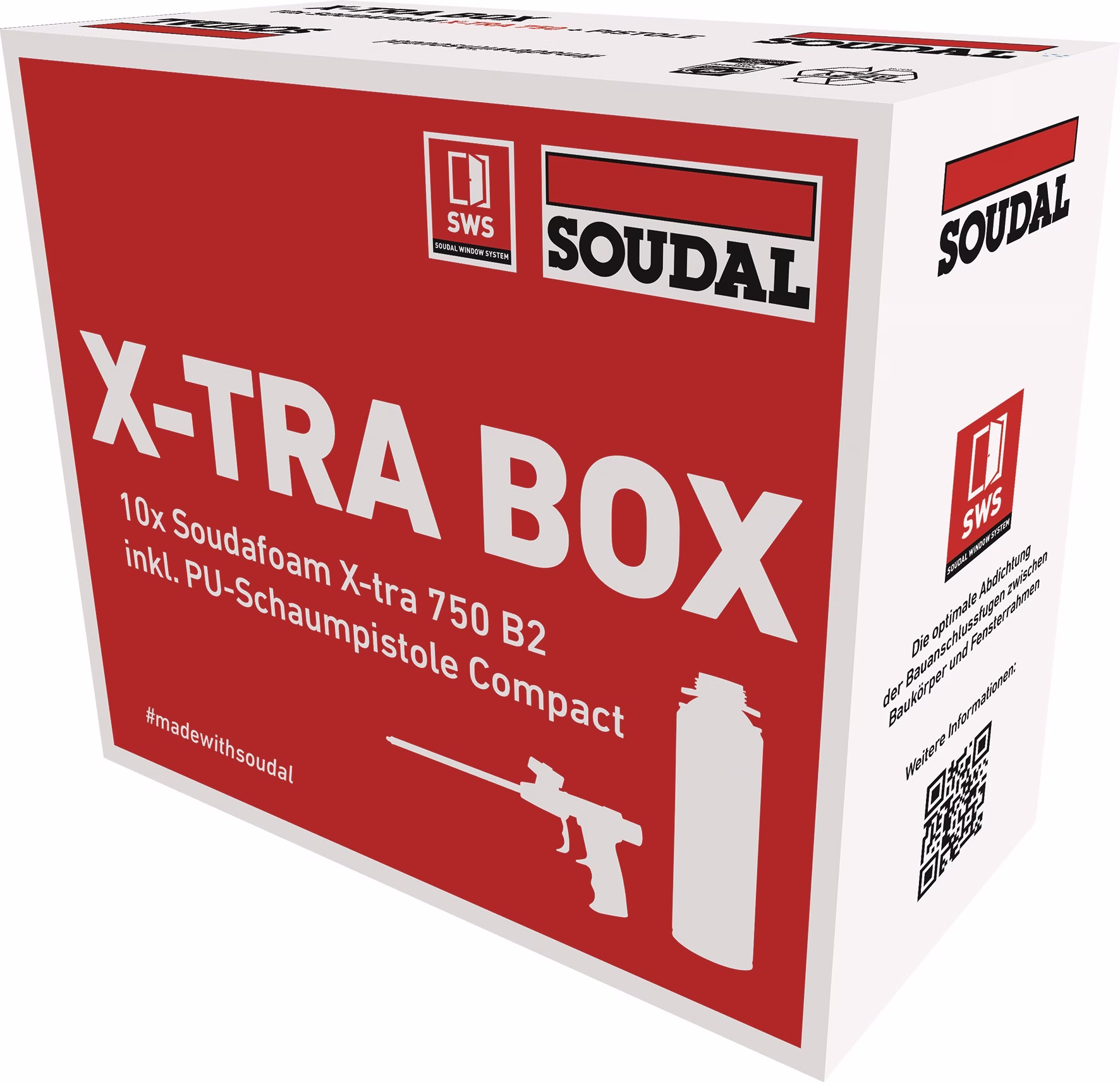 1K-Pistolenschaum SOUDAFOAM X-TRA Box 10 Dosen+PU-Schaumpistole B2 Krt.