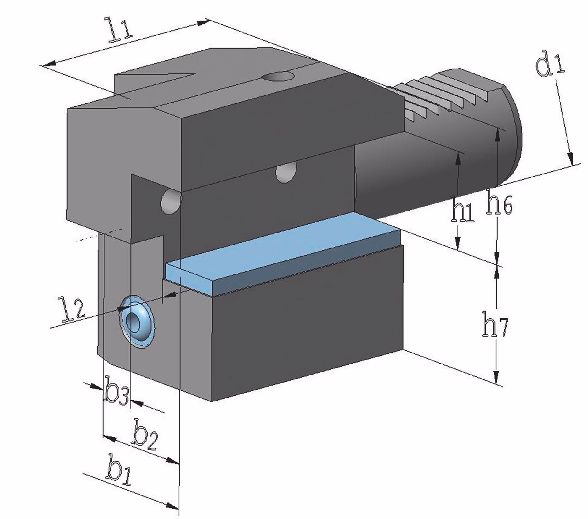 Axialwerkzeughalter C3 DIN 69880 VDI30 re.Überkopf