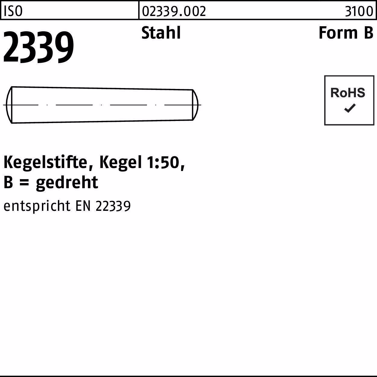 Kegelstift ISO 2339 gedreht B Stahl Kegel 1:50