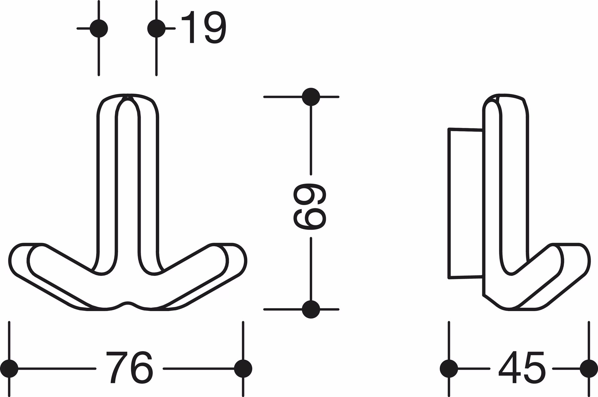 Doppelhaken Ser.477 matt,elastisch Ku.(TPU) 33 rubinrot H.69mm