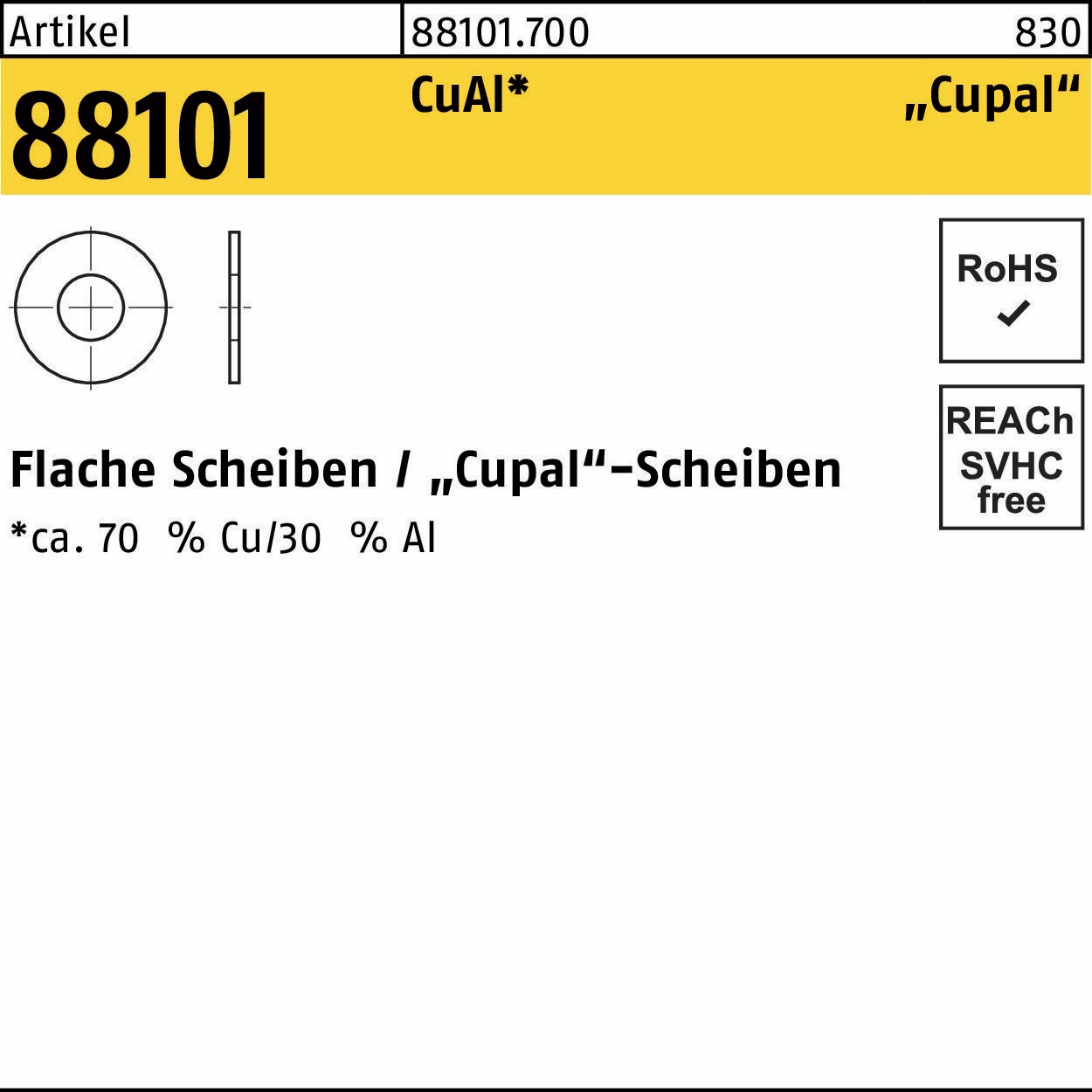 Unterlegscheibe R 88101 1 CuAl 200