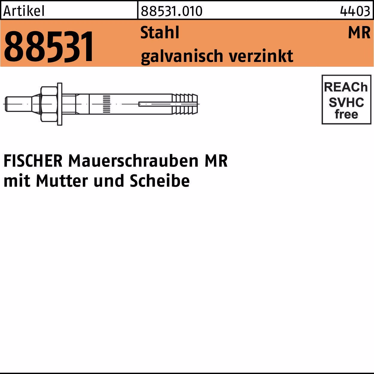 Mauerschraube R 88531 MR Stahl galv.verz.