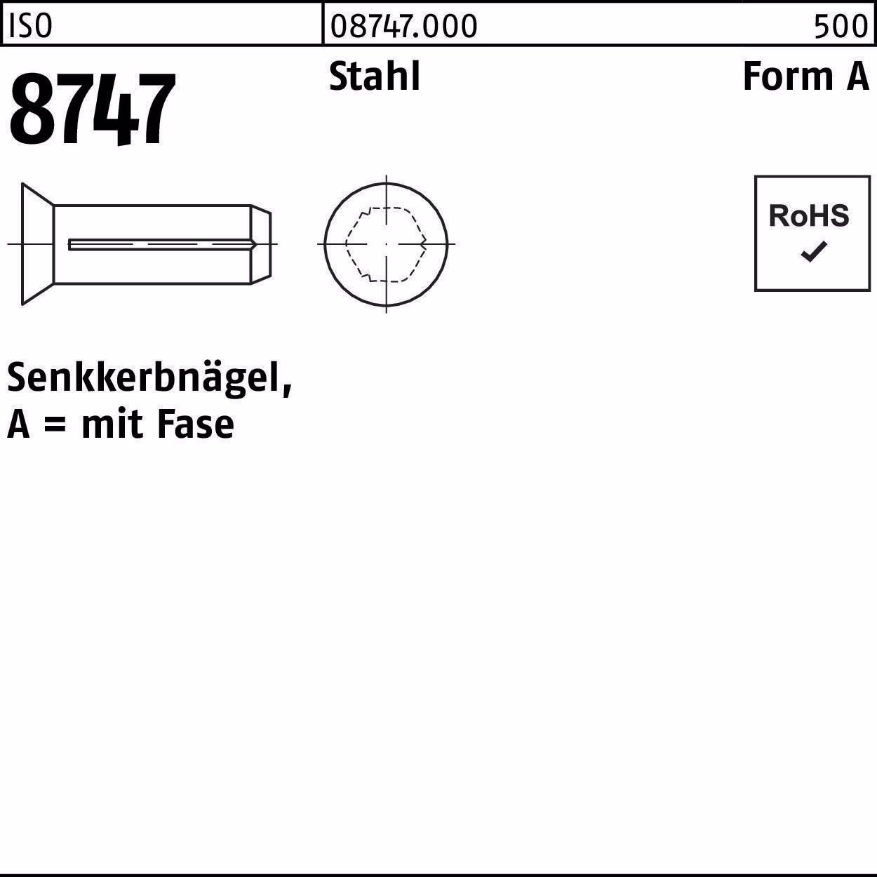 Senkkerbnagel ISO 8747 Fase Stahl