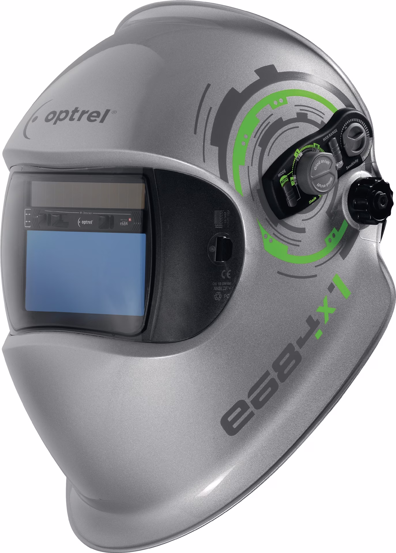 Schweißerschutzhelm Optrel e684 silber 90x110mm DIN 5-13 Krt