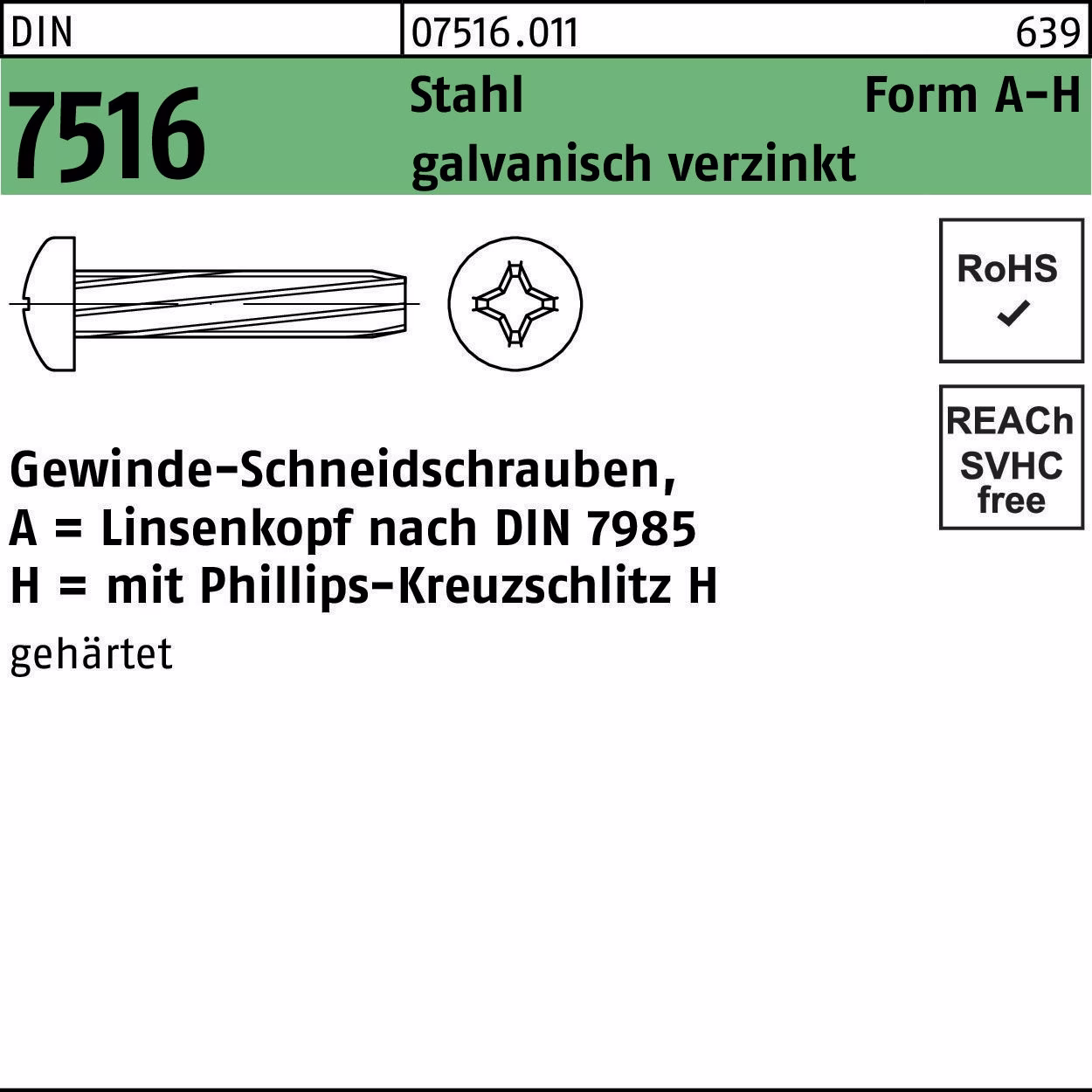 Gewindeschneidschraube DIN 7516 Stahl galv.verz.