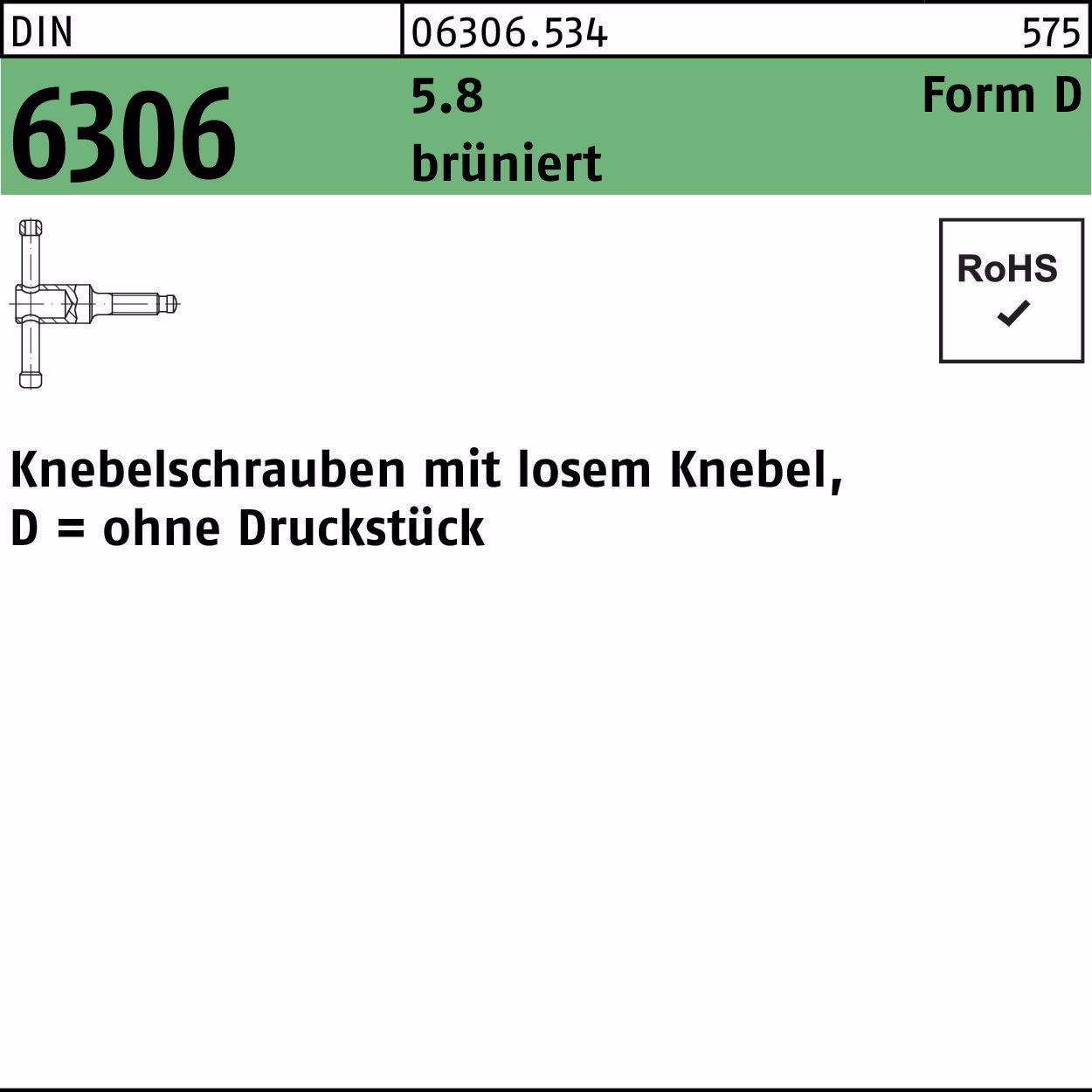 Knebelschraube DIN 6306 losen Knebel DM 5.8 brüniert 1