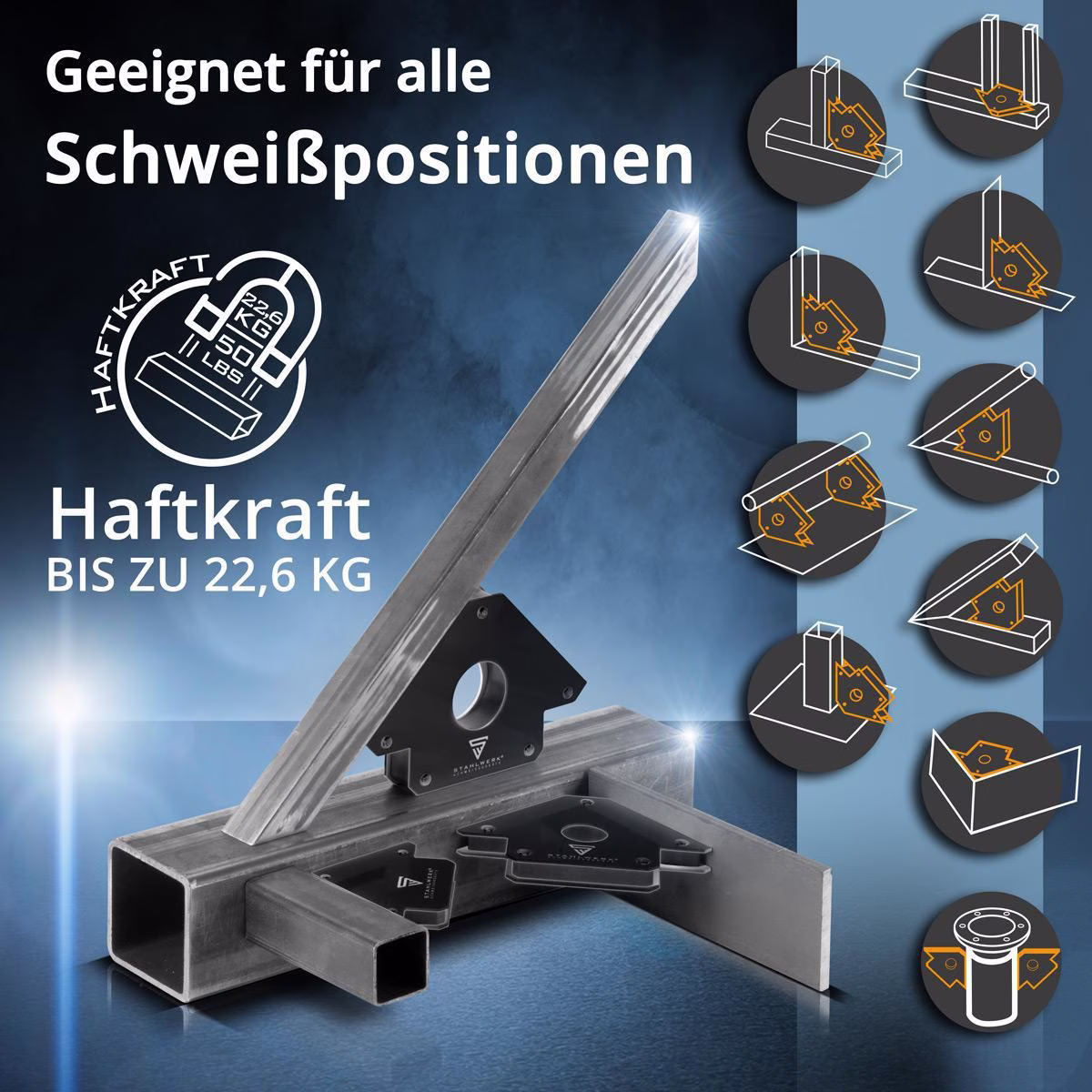 Magnet-Schweißwinkel 22,6 kg/50 lbs daN 45Grad,90Grad u.135Grad