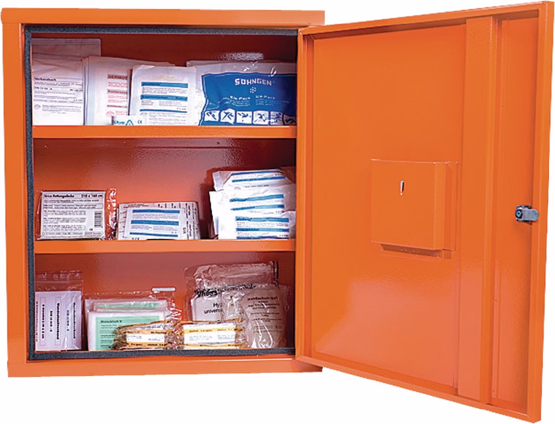 Verbandschrank EUROSAFE B490xH560xT200ca.mm orange 1-türig