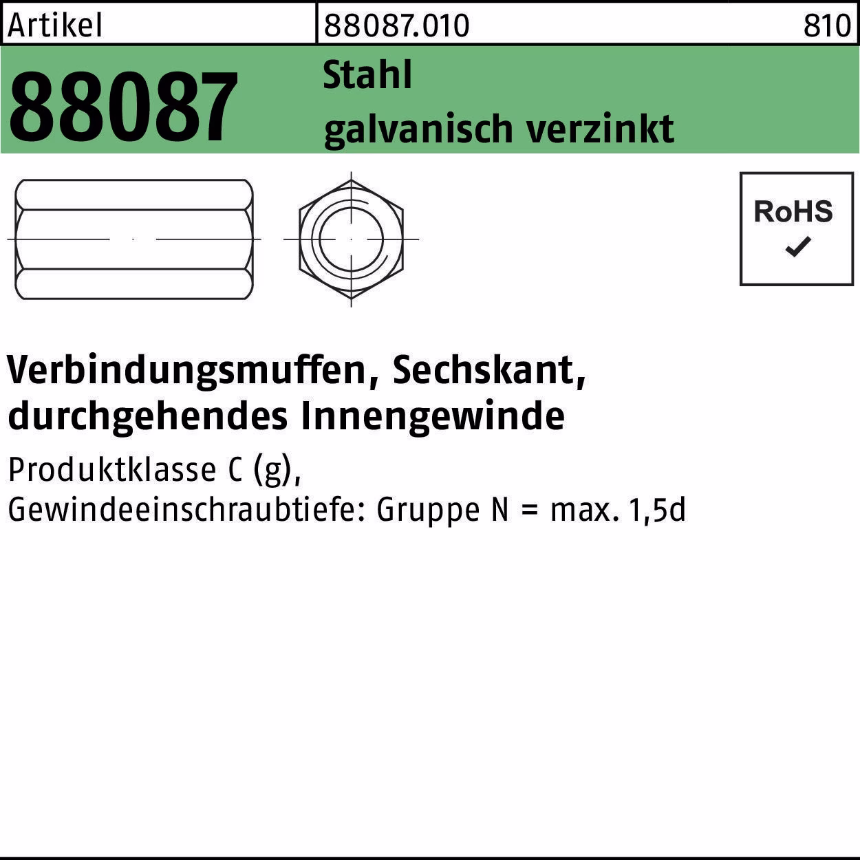 Sechskantverbindungsmuffe R 88087