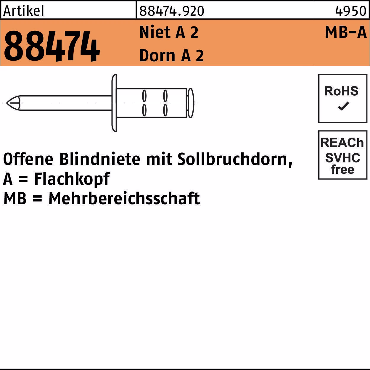 Blindniete R 88474 FLAKO Niet A
