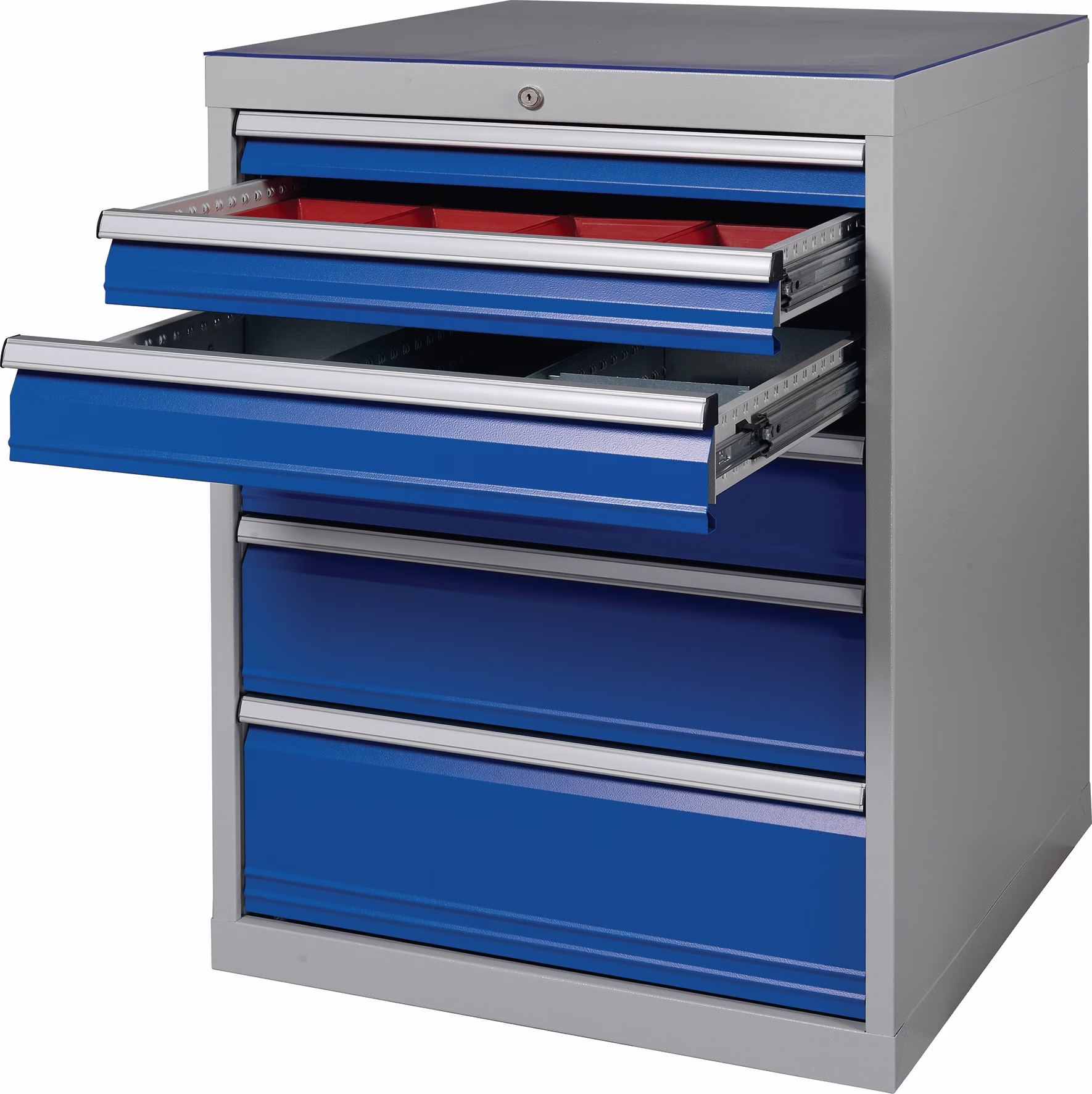 Schubladenschrank H1019xB705xT736mm lichtgrau/signalblau 6 Schubl