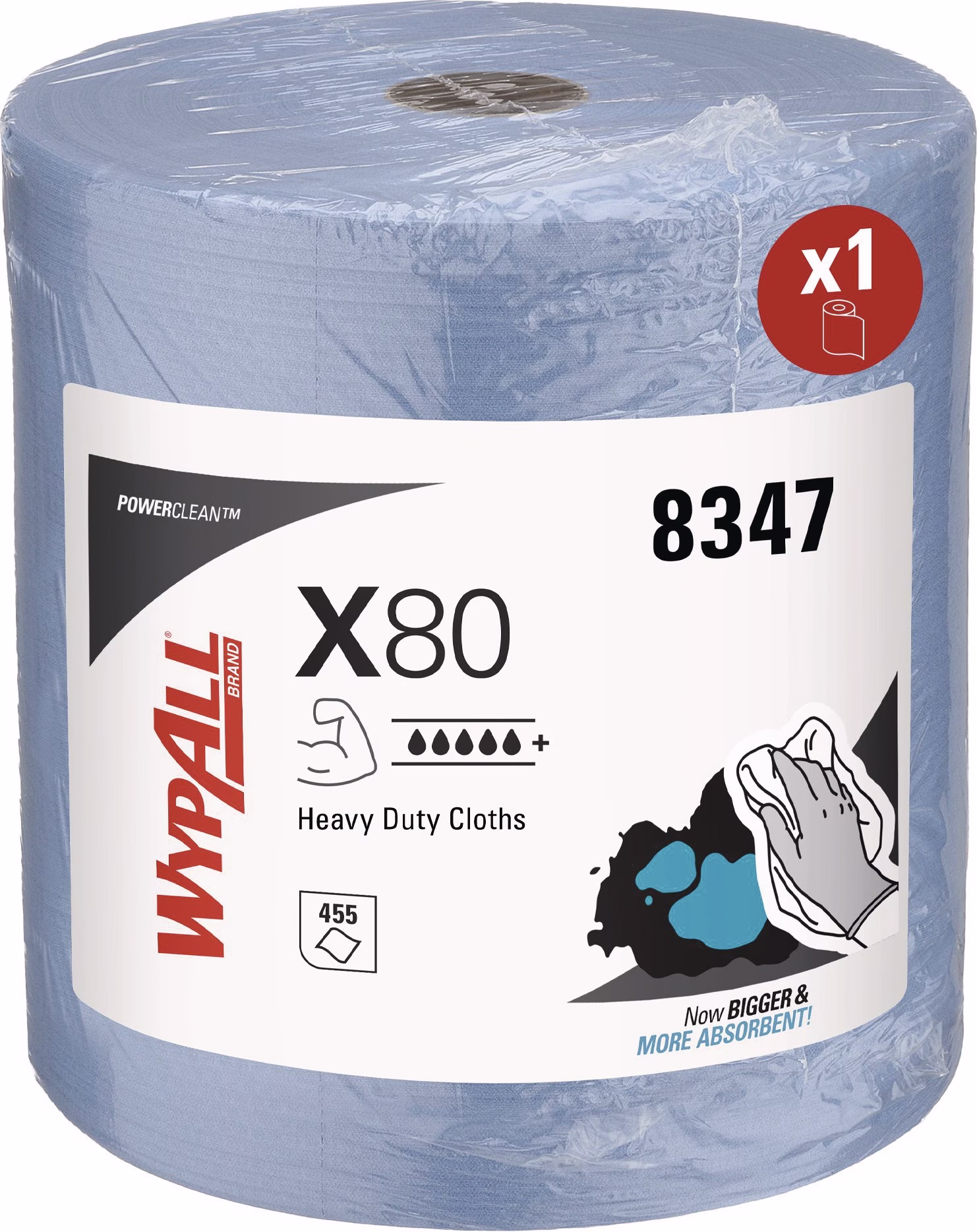 Wischtuch WypAll® X80 8347 L.ca.315 mmxB.ca.310mm blau 1-lagig Rl