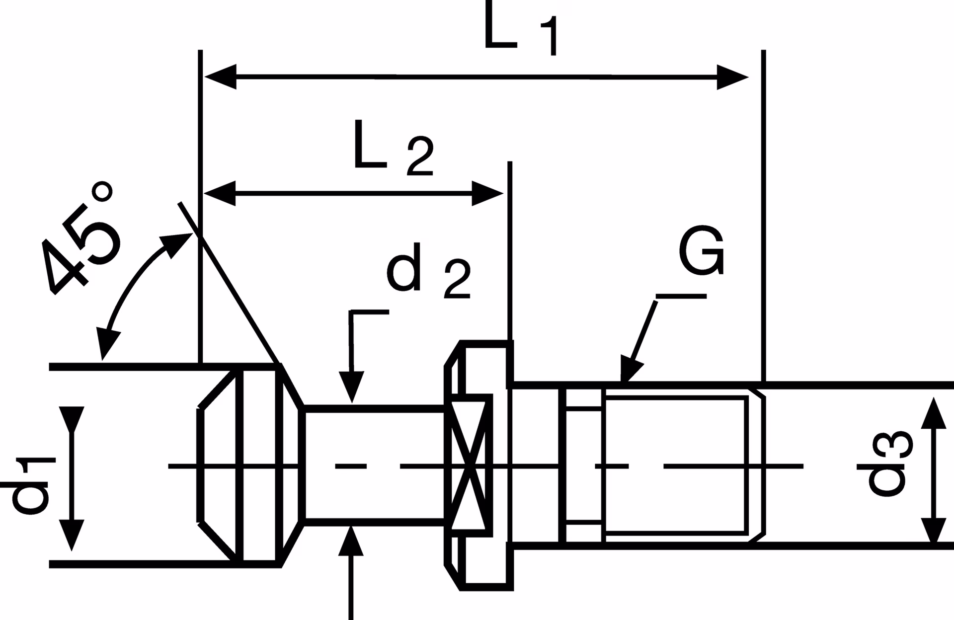 Anzugsbolzen JIS B 6339 BT40 m.Bohr.45 Grad