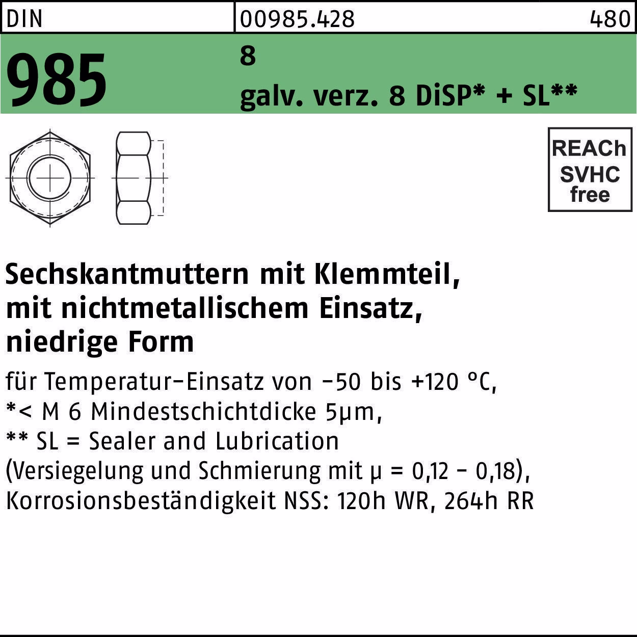 Sechskantmutter DIN 985 Klemmteil galv.verz.