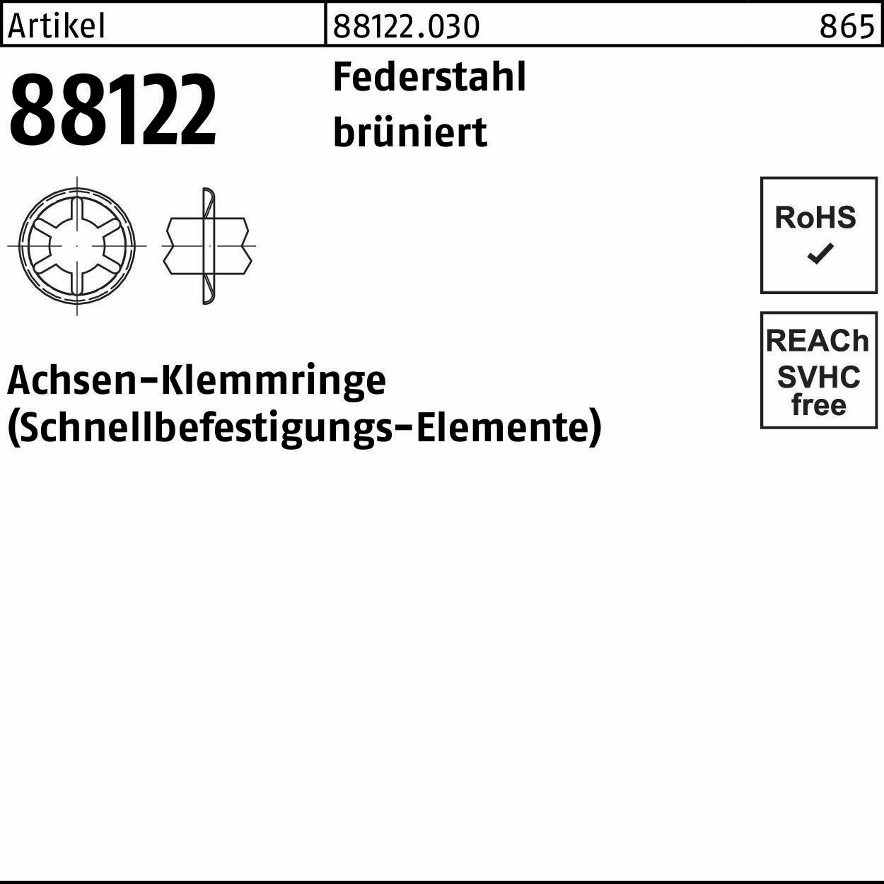 Achsenklemmring R 88122 Federstahl brüniert
