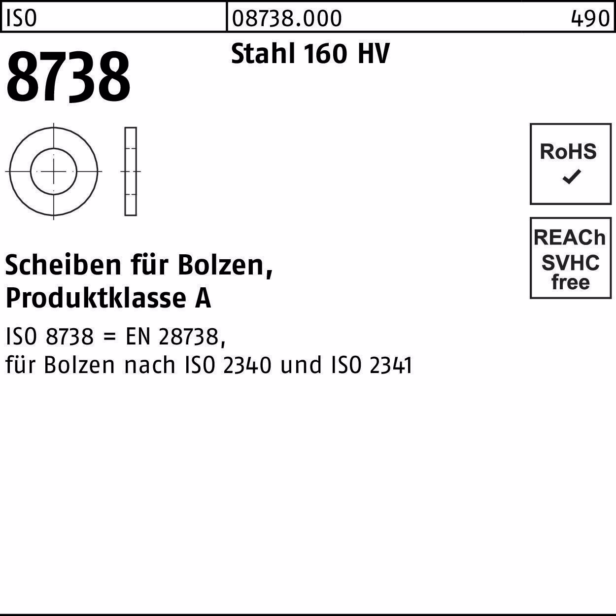 Unterlegscheibe ISO 8738 f.Bolzen 160 HV