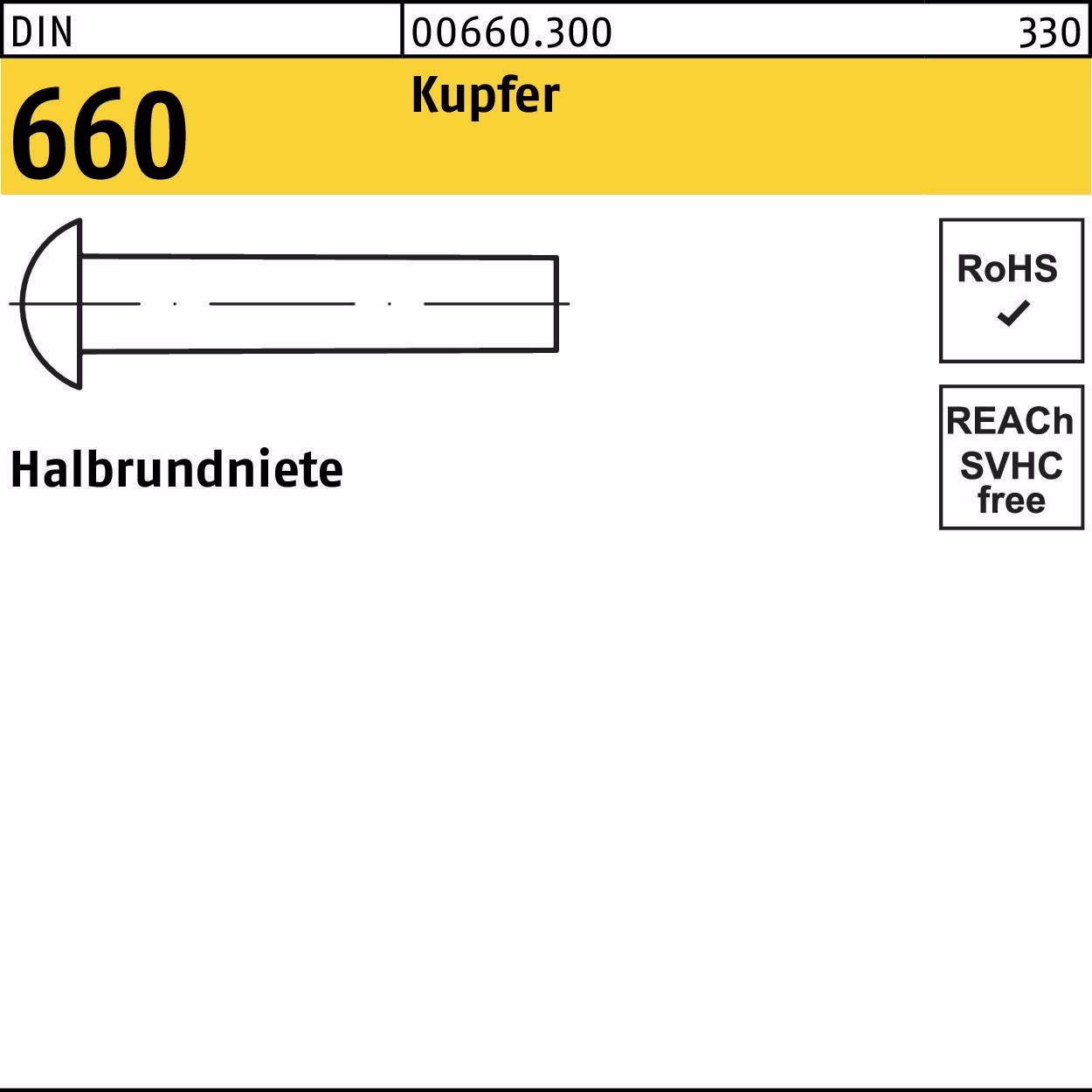 Halbrundniete DIN 660 Kupfer