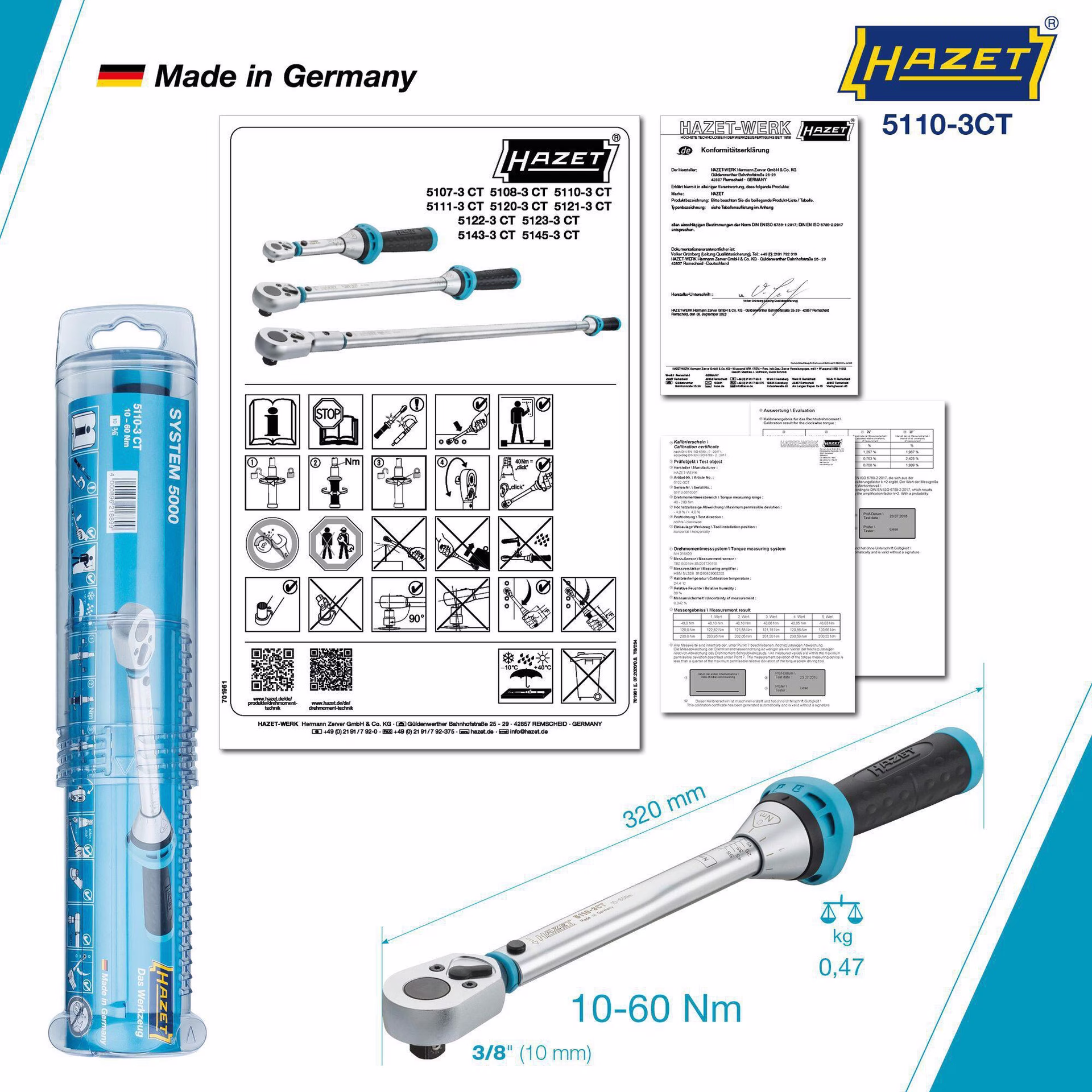 Drehmomentschlüssel 5110-3 CT 3/8 Zoll 10-60 Nm