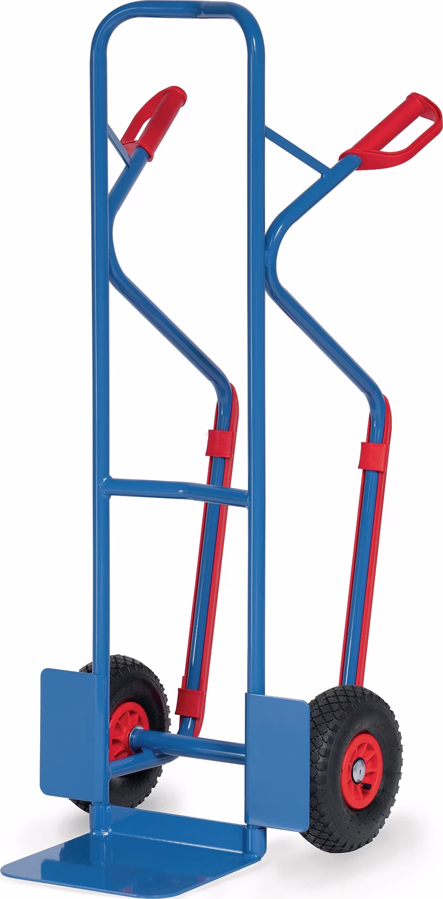Stapelkarre H.1300mm Schaufel-L250xB320mm Luft-Bereifung Trgf.300kg blau