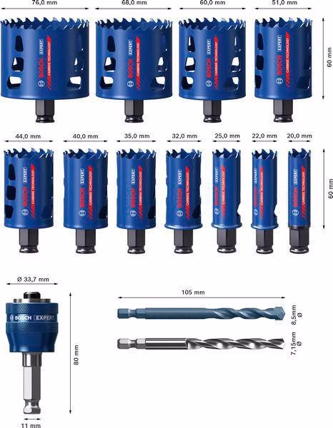 Lochsägen-Set EXPERT Multi Material 20/22/25/32/35/40/44/51/60/68/76mm