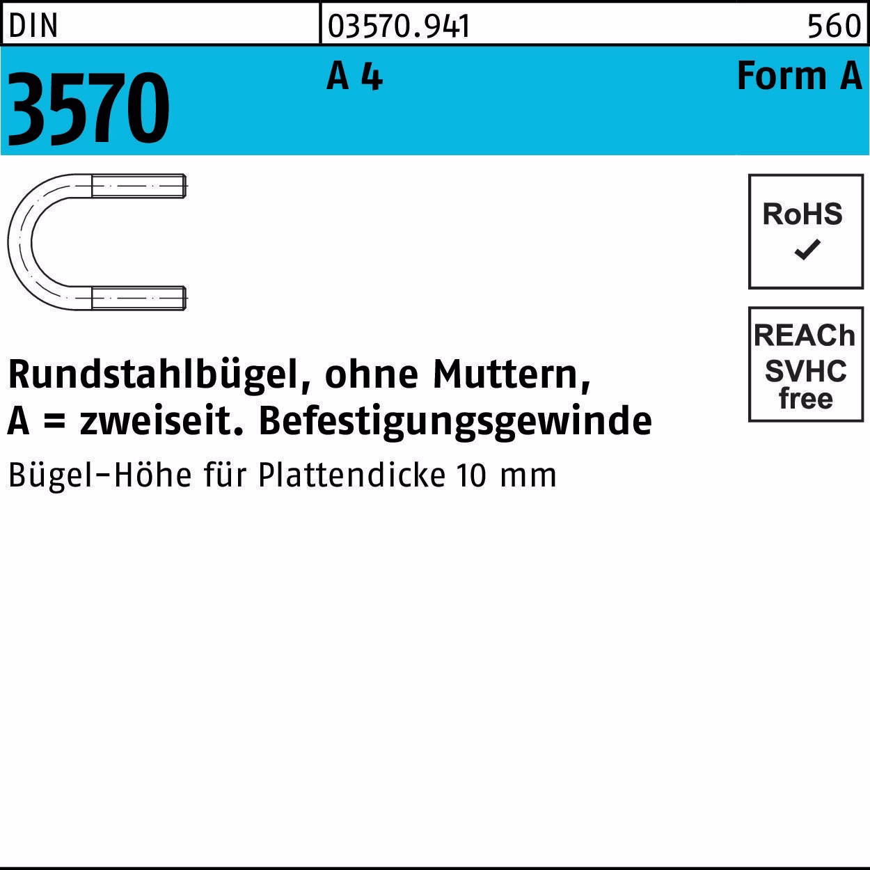 Rundstahlbügel DIN 3570 o.Mutter A